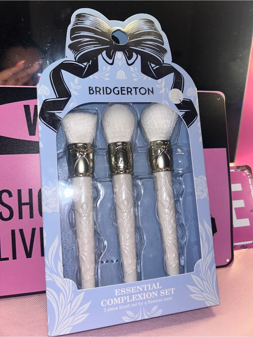 Bridgerton Three piece Makeup Cosmetic Brush Set